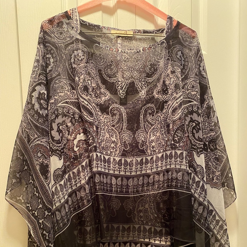 One World 2 piece tank and handkerchief poncho overlay